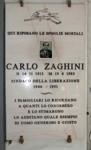 La lapide di Carlo Zaghini nel cimitero di Coriano