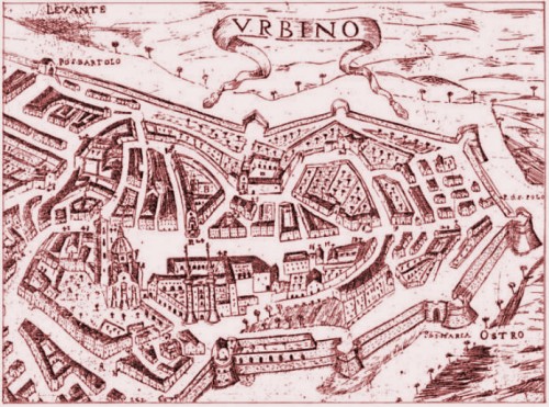 Urbino nella mappa do Tommaso Luci (1689)