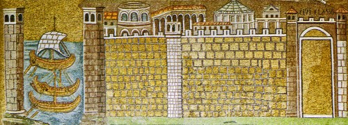 Il porto di Classe nel celebre mosaico di S. Apoliinare nuovo, a Ravenna