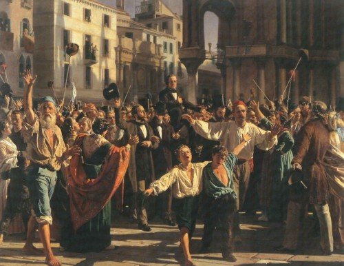 Daniele Manin portato in trionfo nella Venezia libera dagli austraci