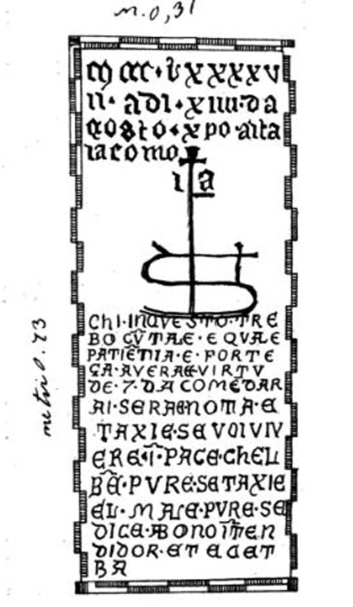 L'epigrafe della "petra ocio nel rilievo di Luigi Tonini