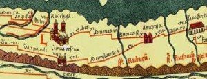 Il Rubicone fra Cesena e Rimini nella Tabula Peutingeriana, copia medievale di uno stradario romano