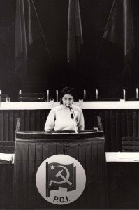 9-12 febbraio 1983. Rimini, Teatro Novelli. Giovanna Filippini interviene al 13. Congresso della Federazione Comunista Riminese