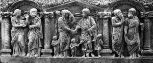 Scena di matrimonio in un sarcofago di Ostia antica