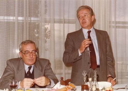 Fine anni '70. Francesco Alici e, in piedi, Zeno Zaffagnini